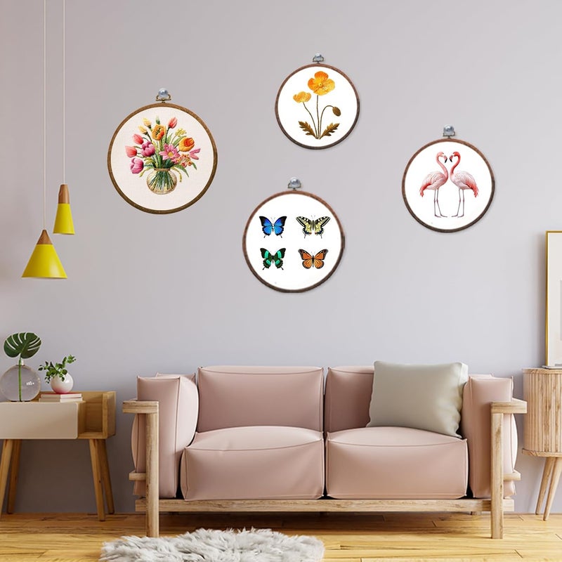 Cheloment 4Pcs Embroidery Frame for Dispaly 5inch to 10inch Cross Stitch Frame Set, Circle Embroidery Hoops Display Frame for Sewing and Wall Hang, Needlework, Embroidery Projects - Image 5